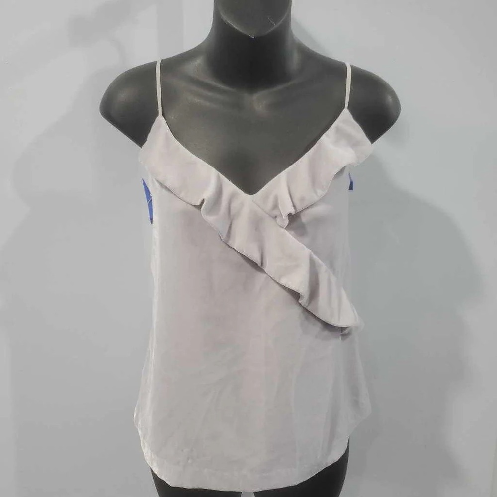 Like new J.Crew Top Womens Size 6 light Gray Velvet Ruffle V Neck